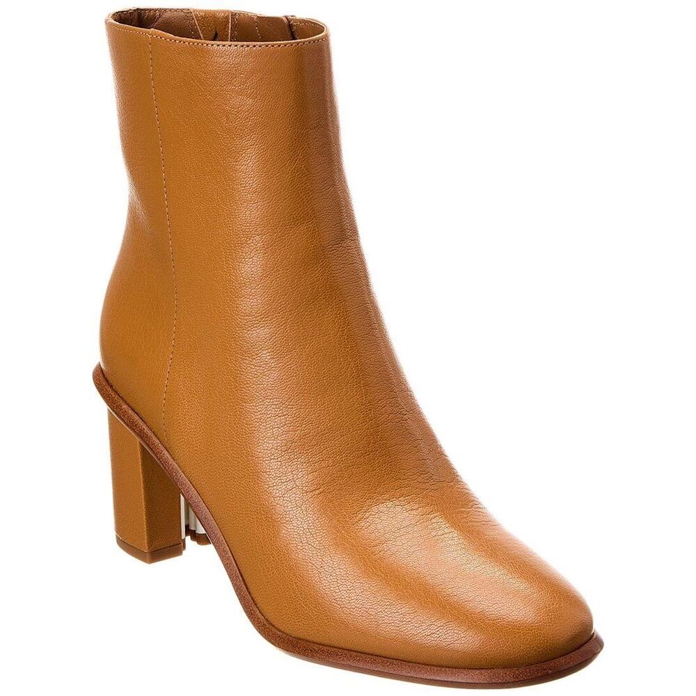 Tory Burch Brooke Brown Leather Block Heel Ankle Boots Size 11